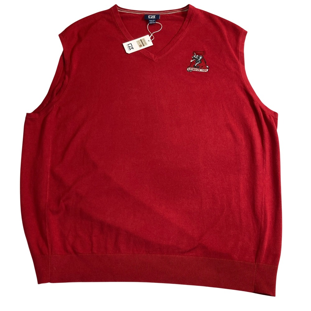 NEW Vintage Cutter & Buck 3XB Alabama Crimson Tide Sweater Vest Red College NWT